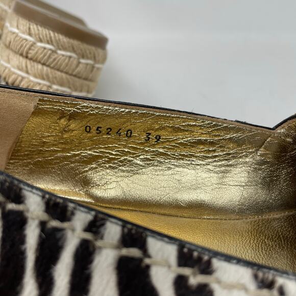 Prada Zebra Print Calf Hair Espadrilles Slip On Platform Open Toe Shoes 39 9 - Picture 15 of 16